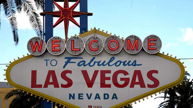 The Las Vegas sign on the strip.
